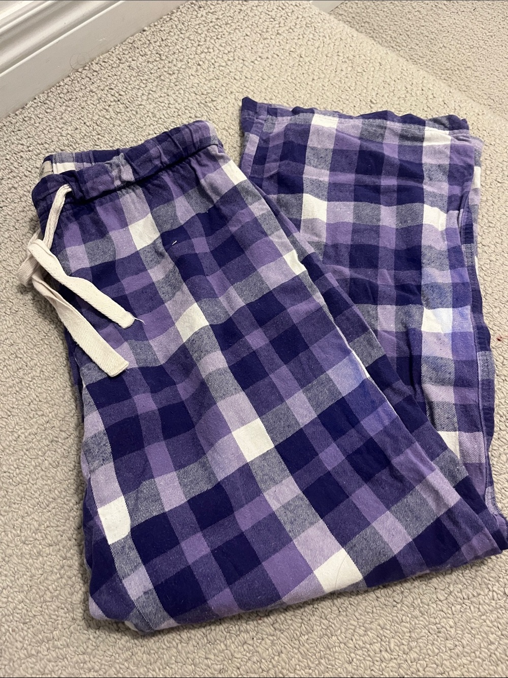 Womens Purple Flannel Plaid Pajama Pants